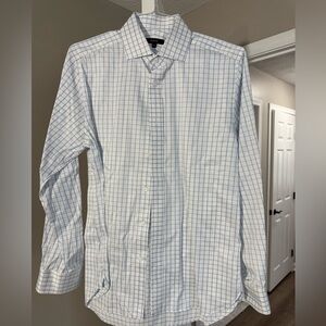 Quince White and Blue Checkered Dress Shirt